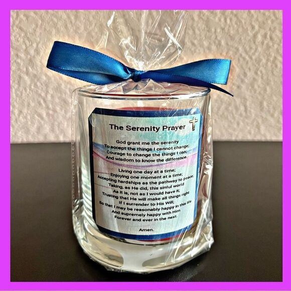 The Serenity Prayer Glass Candle Holder. - Picture 1 of 2